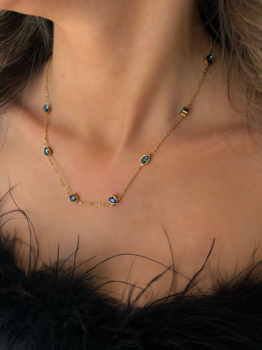 Azure Elegance Halskette | 14K vergoldet - SAFIA